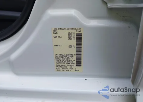 2020 Nissan Altima S Fwd from USA, damaged, VIN 1N4BL4BV6LC244891